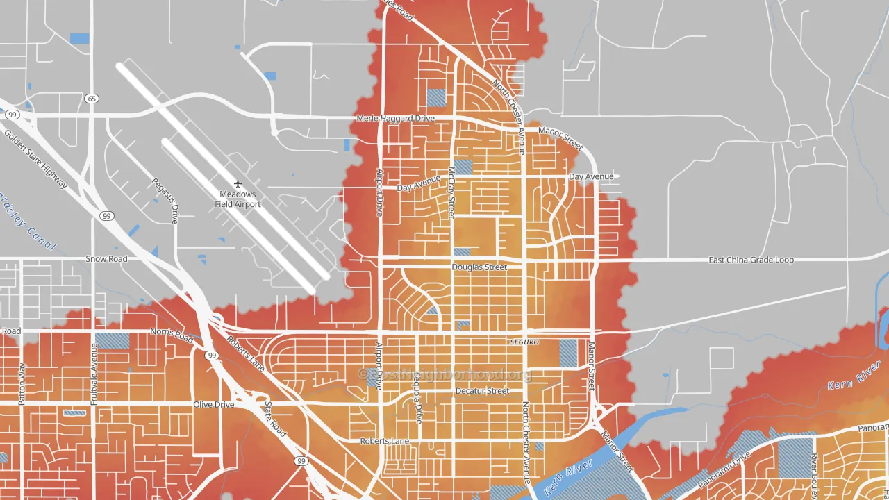 Transit Grade map of North Country Meadows, Oildale, CA