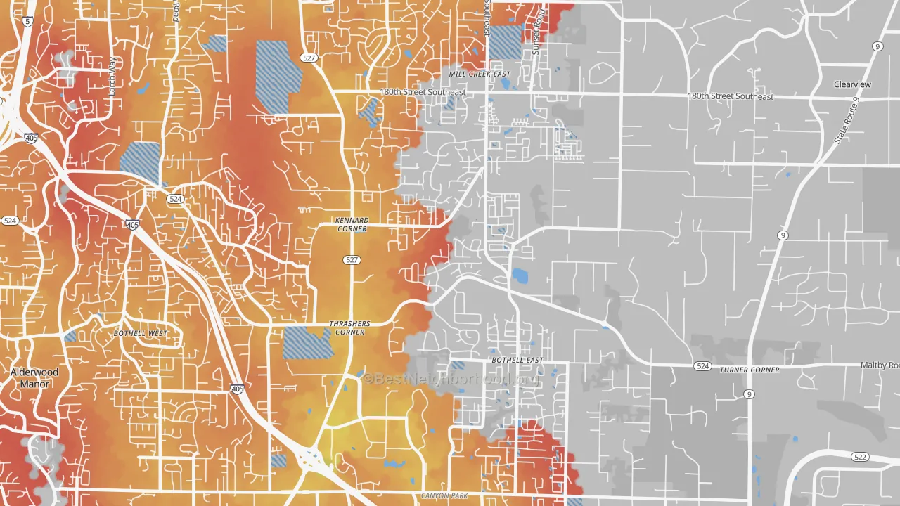 Transit Grade map of North Creek, Bothell, WA