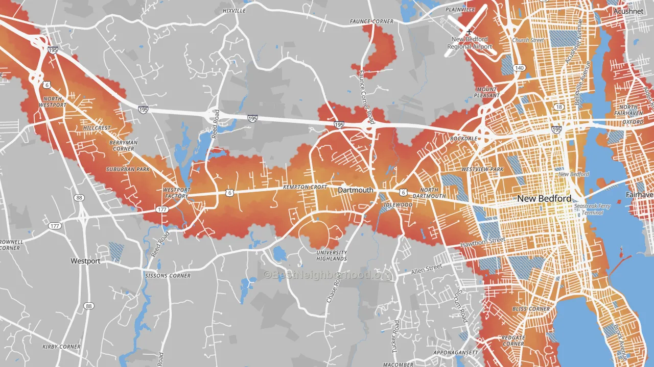 Transit Grade map of North Dartmouth, MA
