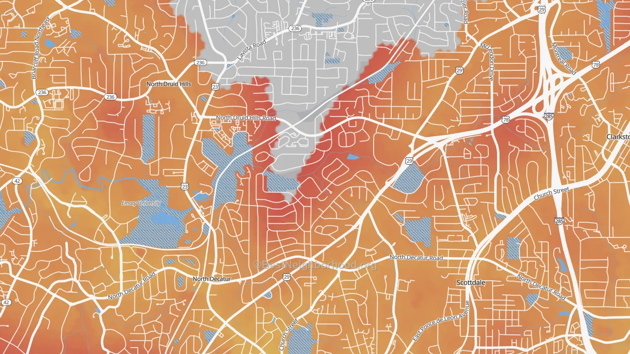 Transit Grade map of North Decatur, GA