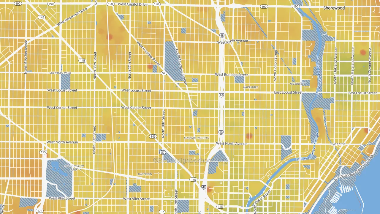 Transit Grade map of North Division, Milwaukee, WI