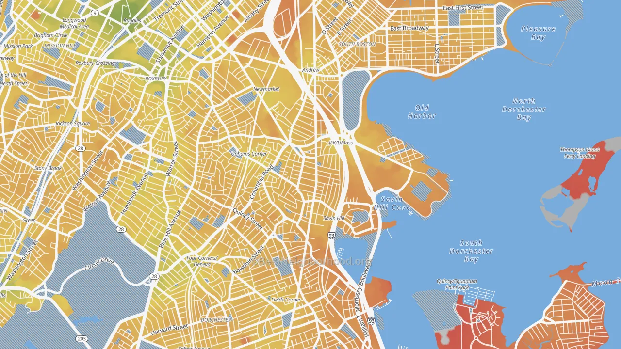 Transit Grade map of North Dorchester, Boston, MA