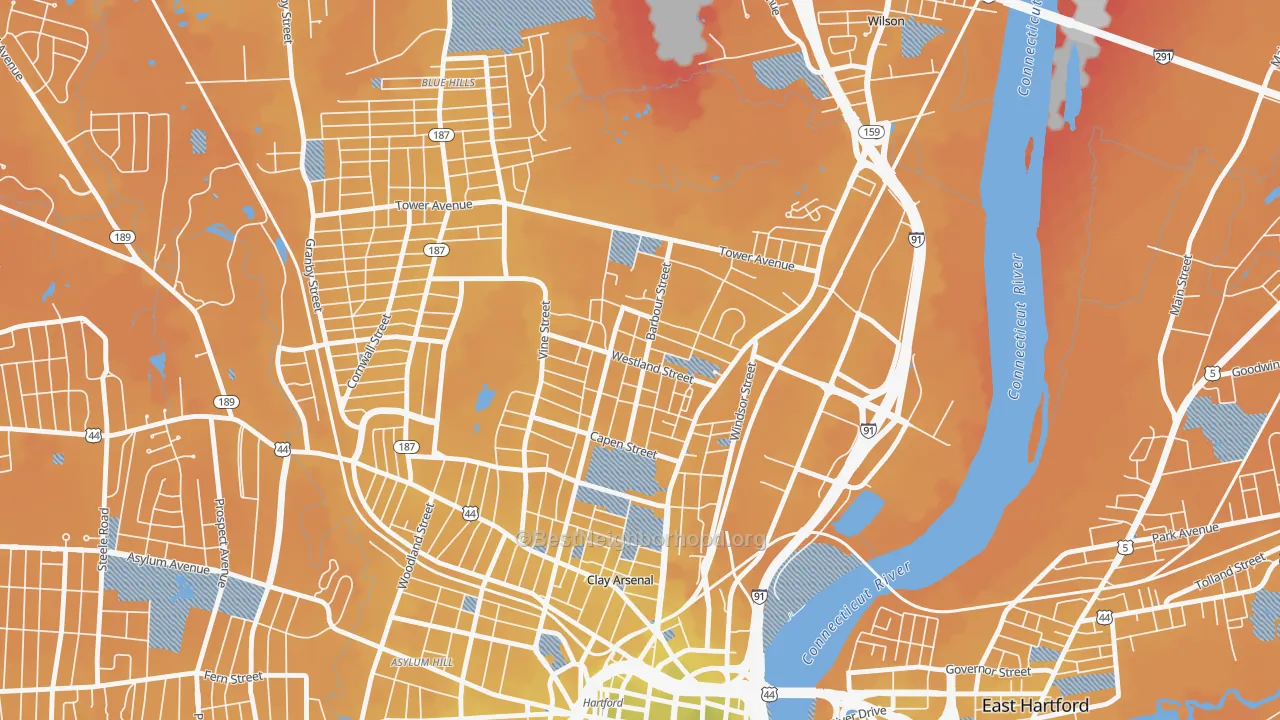 Transit Grade map of North East, Hartford, CT