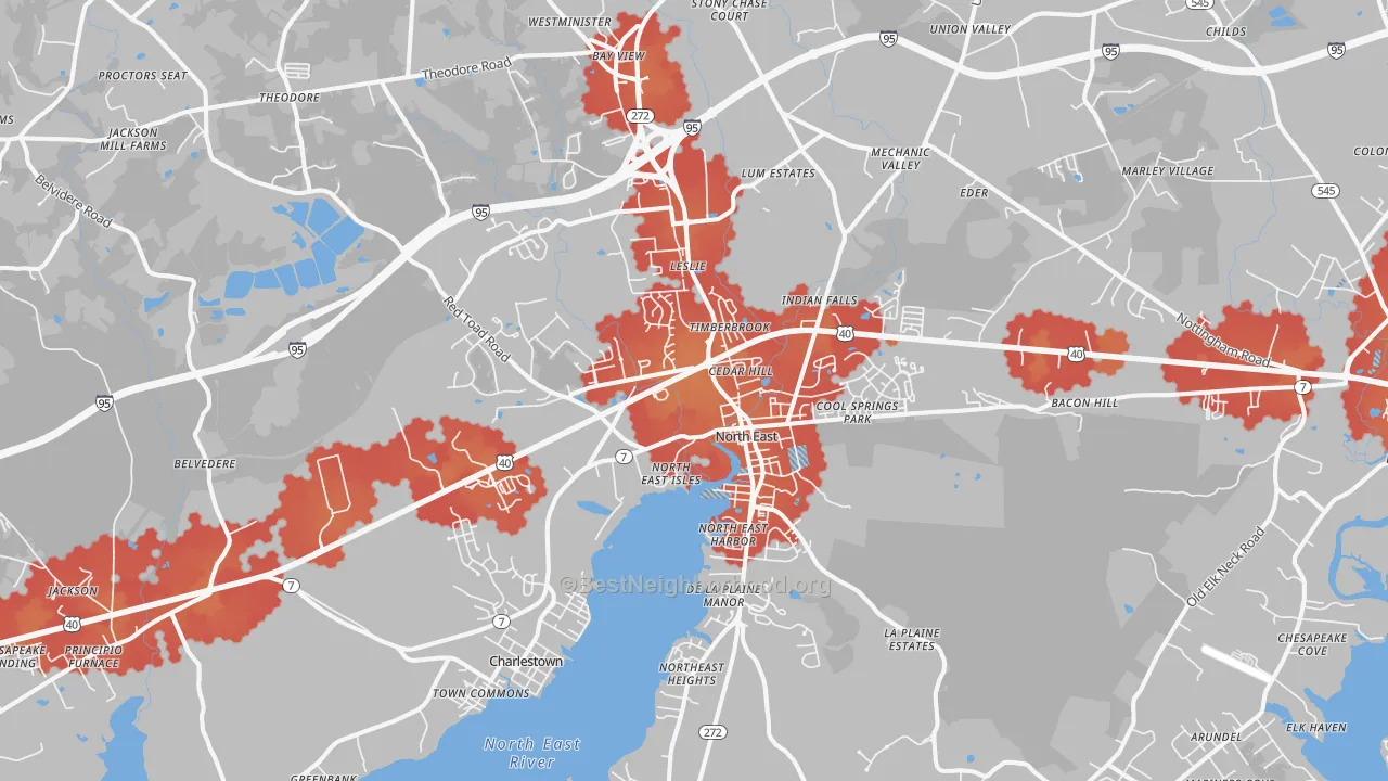 Transit Grade map of North East, MD