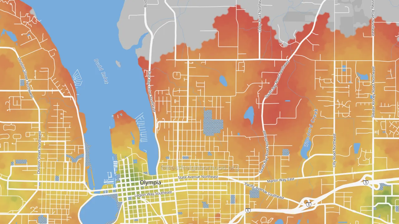 Transit Grade map of North East, Olympia, WA