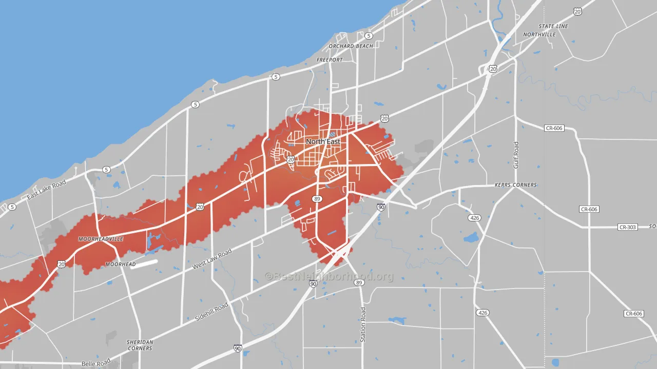 Transit Grade map of North East, PA
