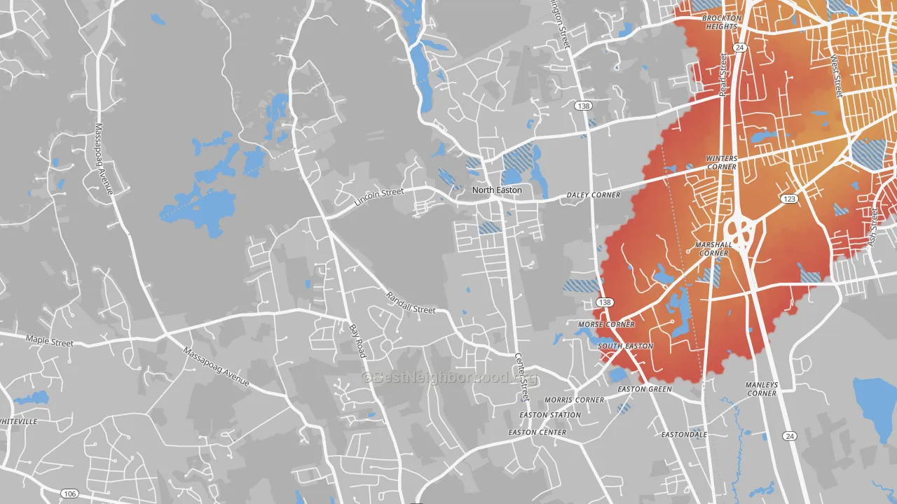 Transit Grade map of North Easton, MA
