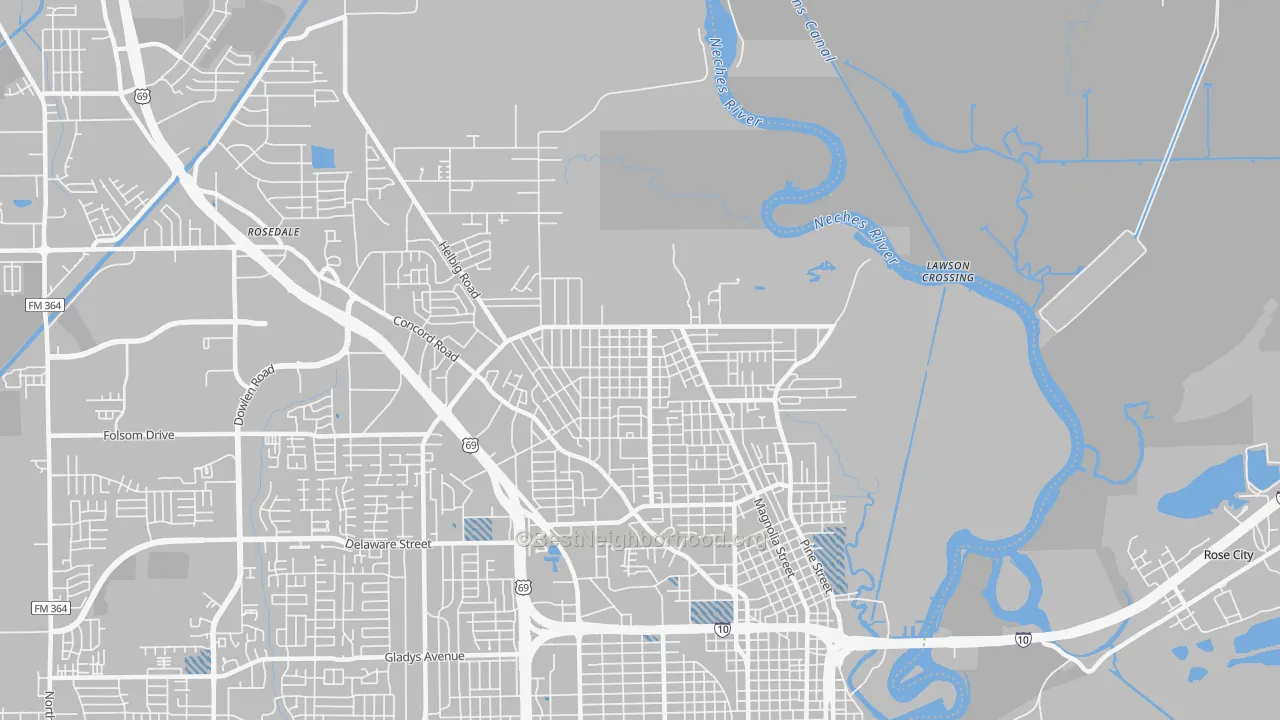Transit Grade map of North End, Beaumont, TX