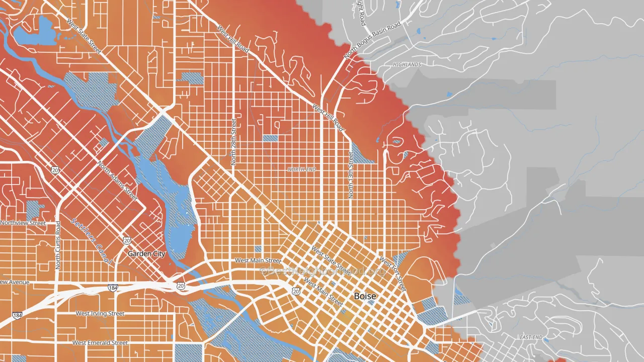 Transit Grade map of North End, Boise, ID