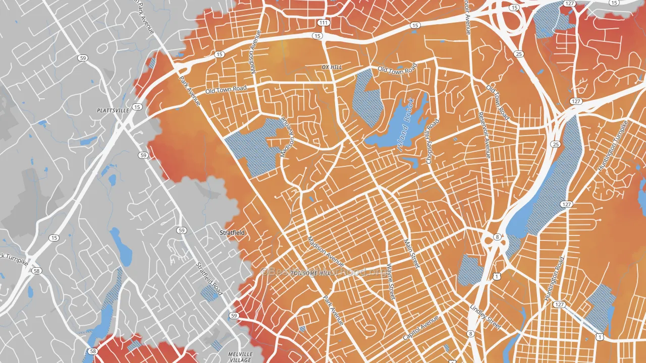 Transit Grade map of North End, Bridgeport, CT