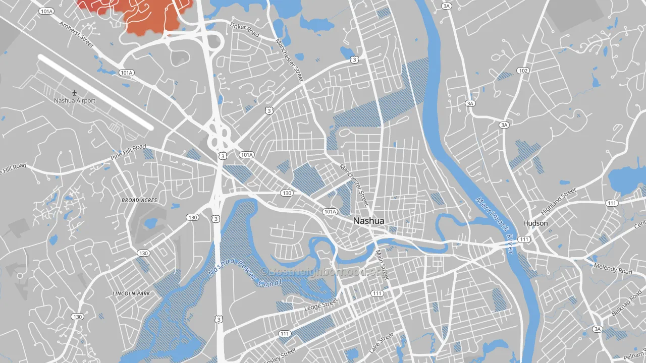 Transit Grade map of North End, Nashua, NH