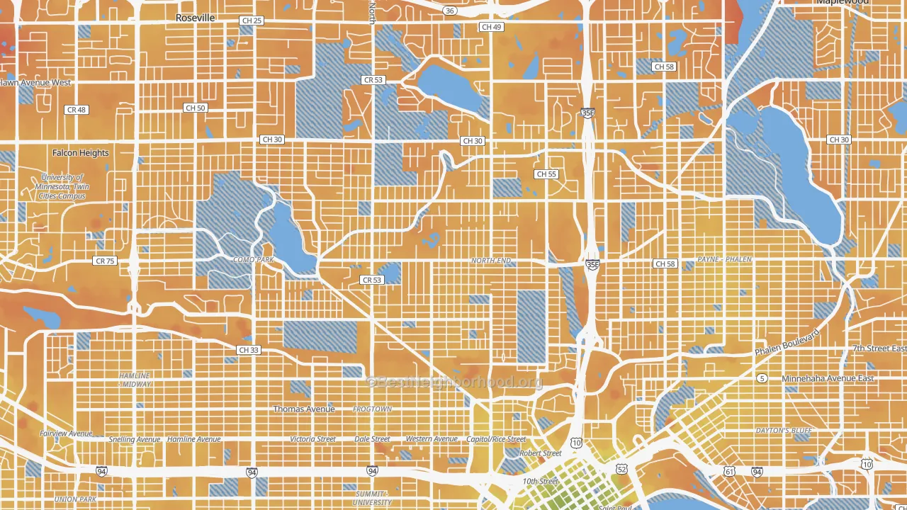 Transit Grade map of North End, St. Paul, MN