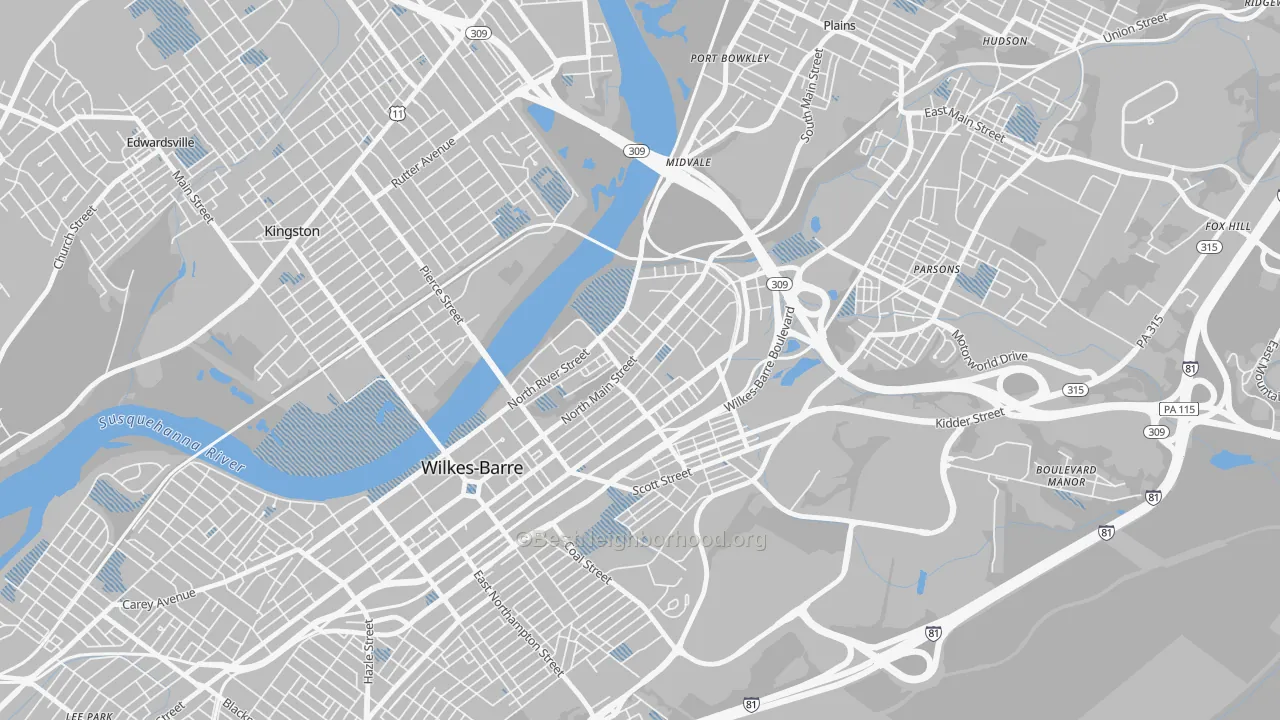 Transit Grade map of North End, Wilkes-Barre, PA