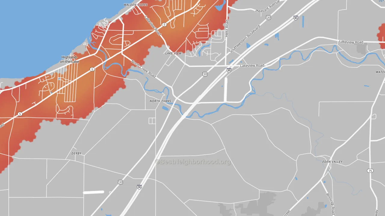Transit Grade map of North Evans, NY
