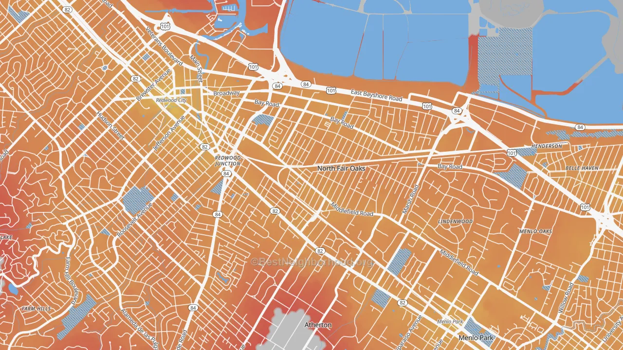 Transit Grade map of North Fair Oaks, CA