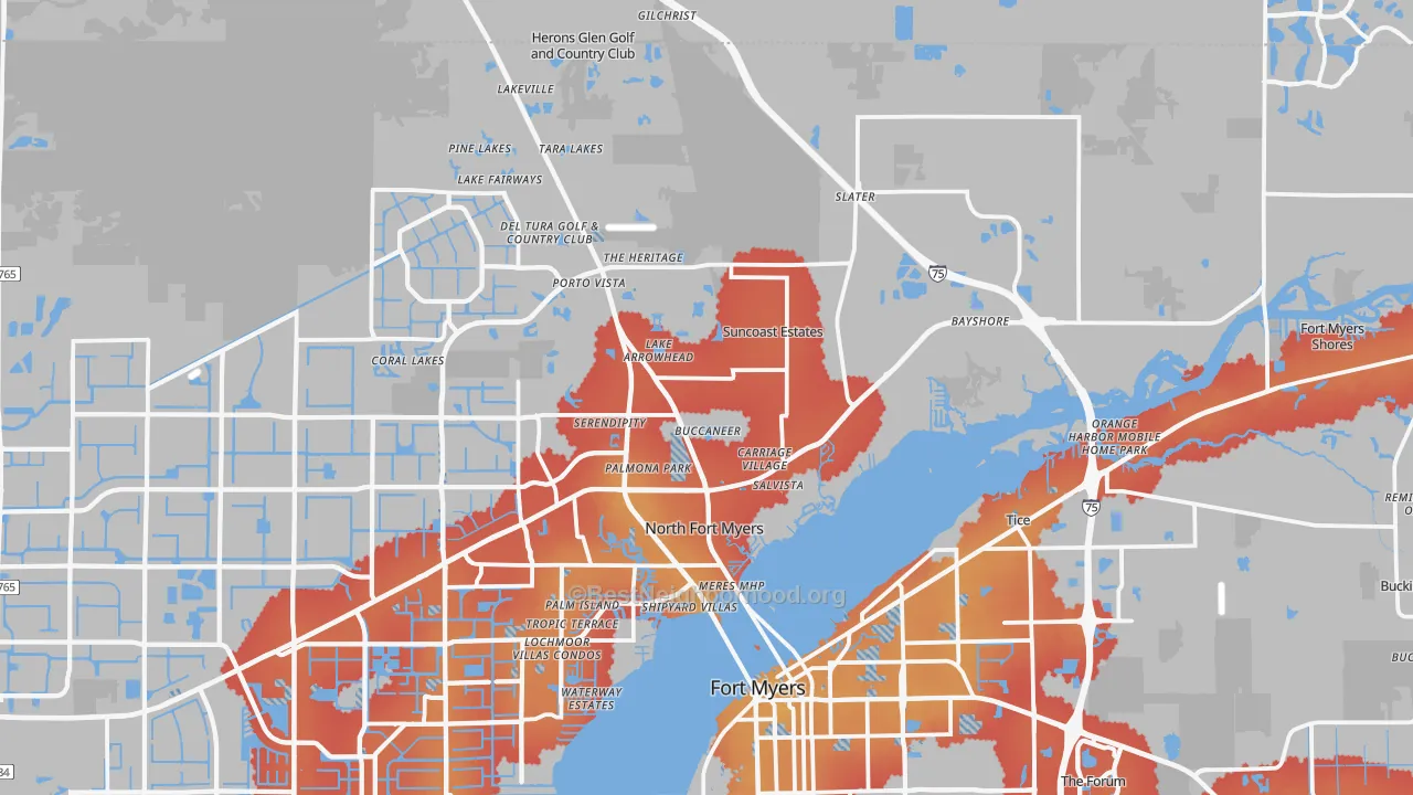 Transit Grade map of North Fort Myers, FL