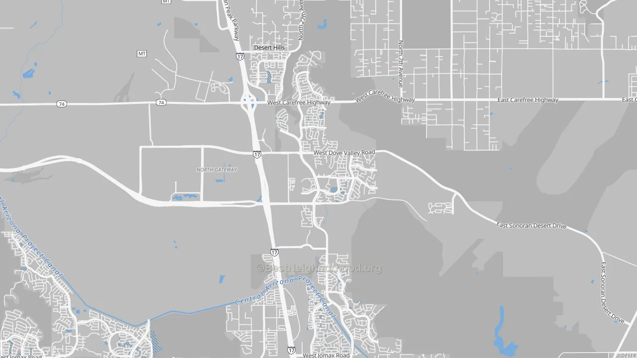 Transit Grade map of North Gateway, Phoenix, AZ