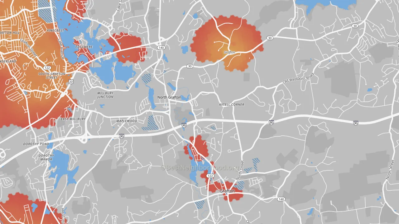 Transit Grade map of North Grafton, MA