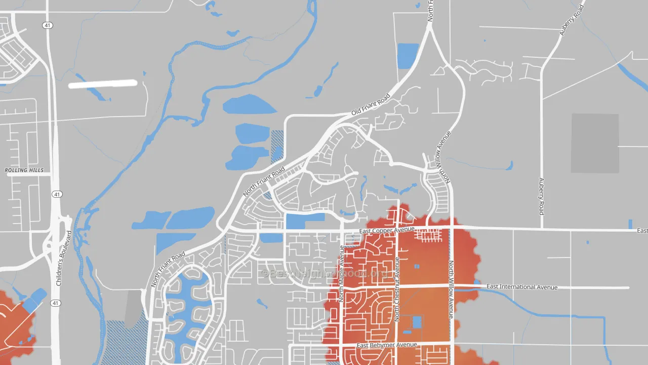 Transit Grade map of North Growth Area, Fresno, CA