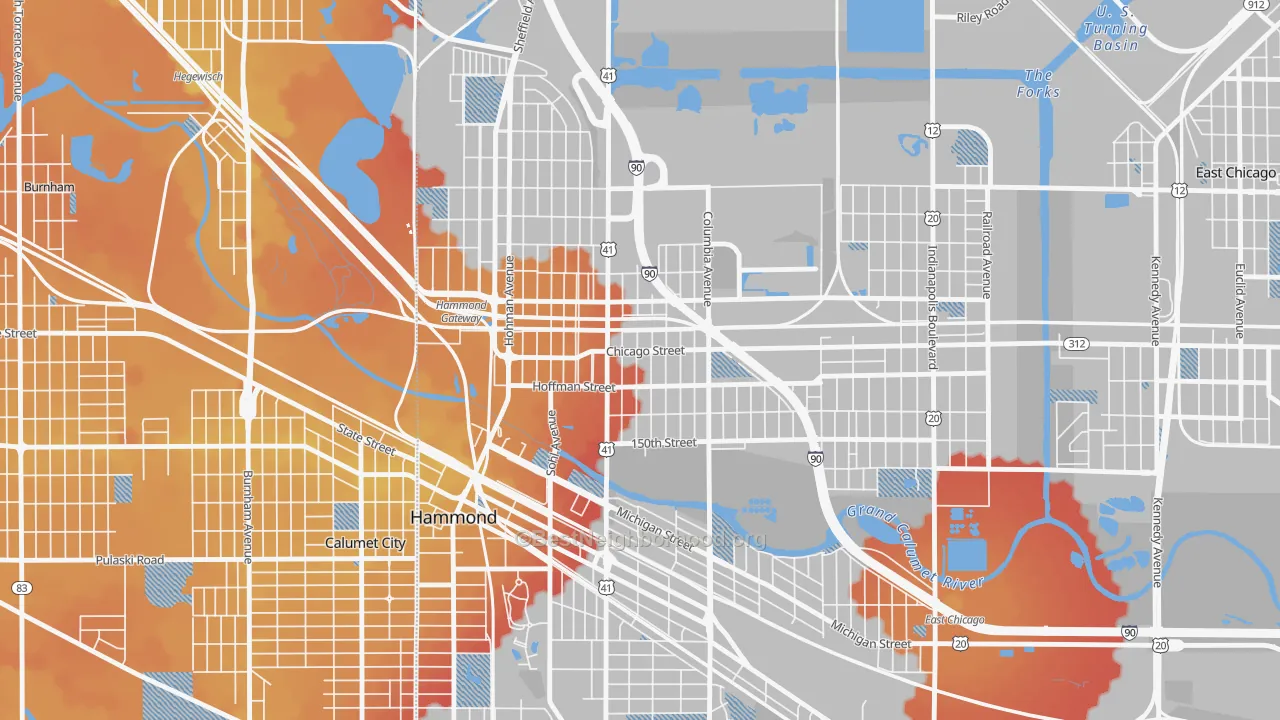 Transit Grade map of North Hammond, Hammond, IN