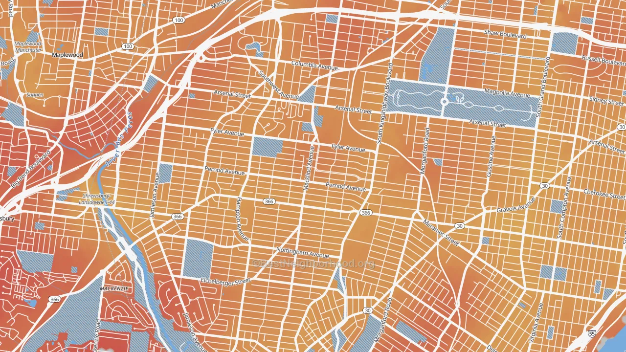 Transit Grade map of North Hampton, St. Louis, MO