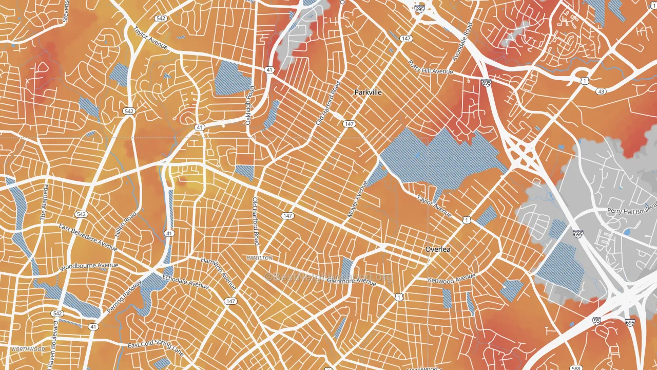 Transit Grade map of North Harford Road, Baltimore, MD