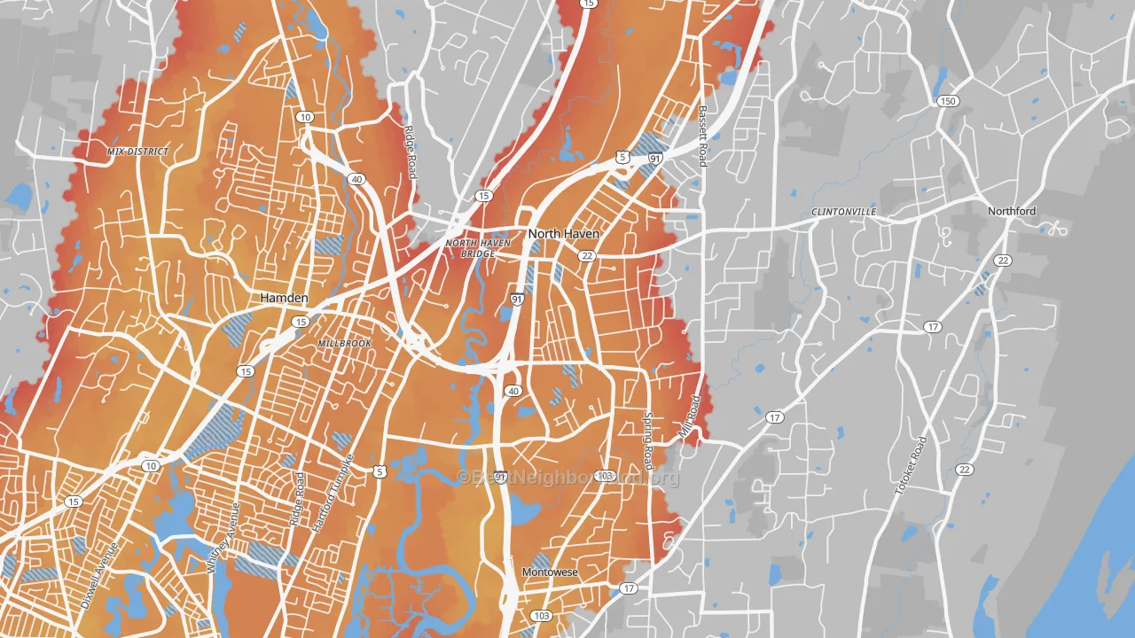 Transit Grade map of North Haven, CT
