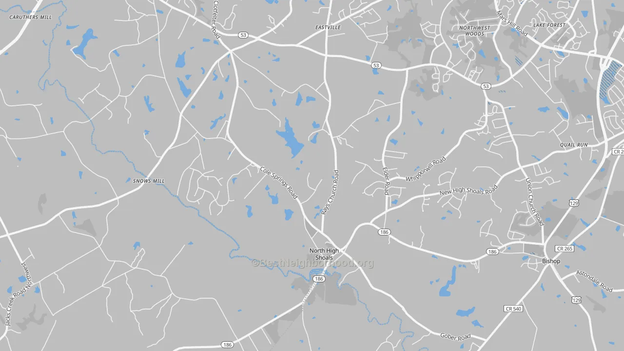 Transit Grade map of North High Shoals, GA
