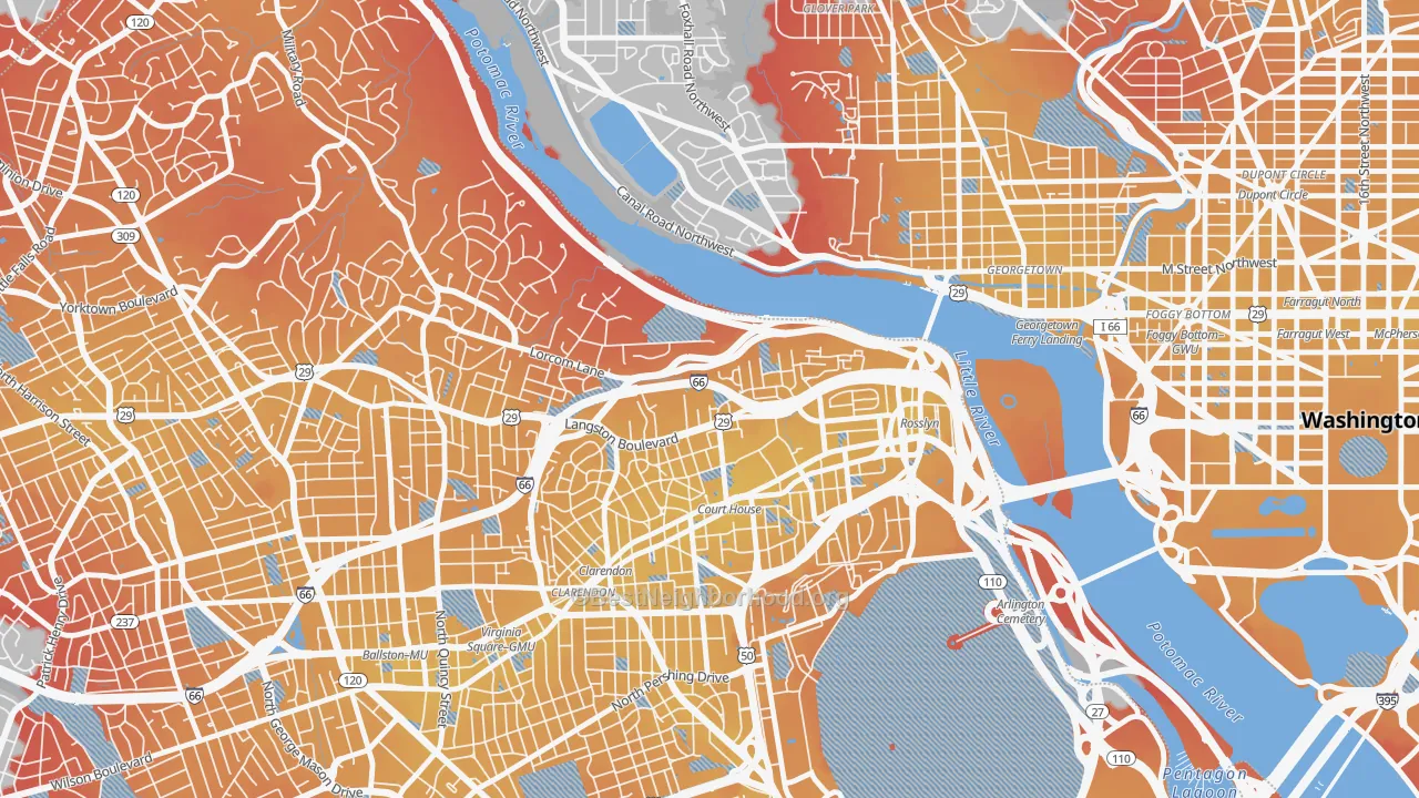 Transit Grade map of North Highland, Arlington, VA