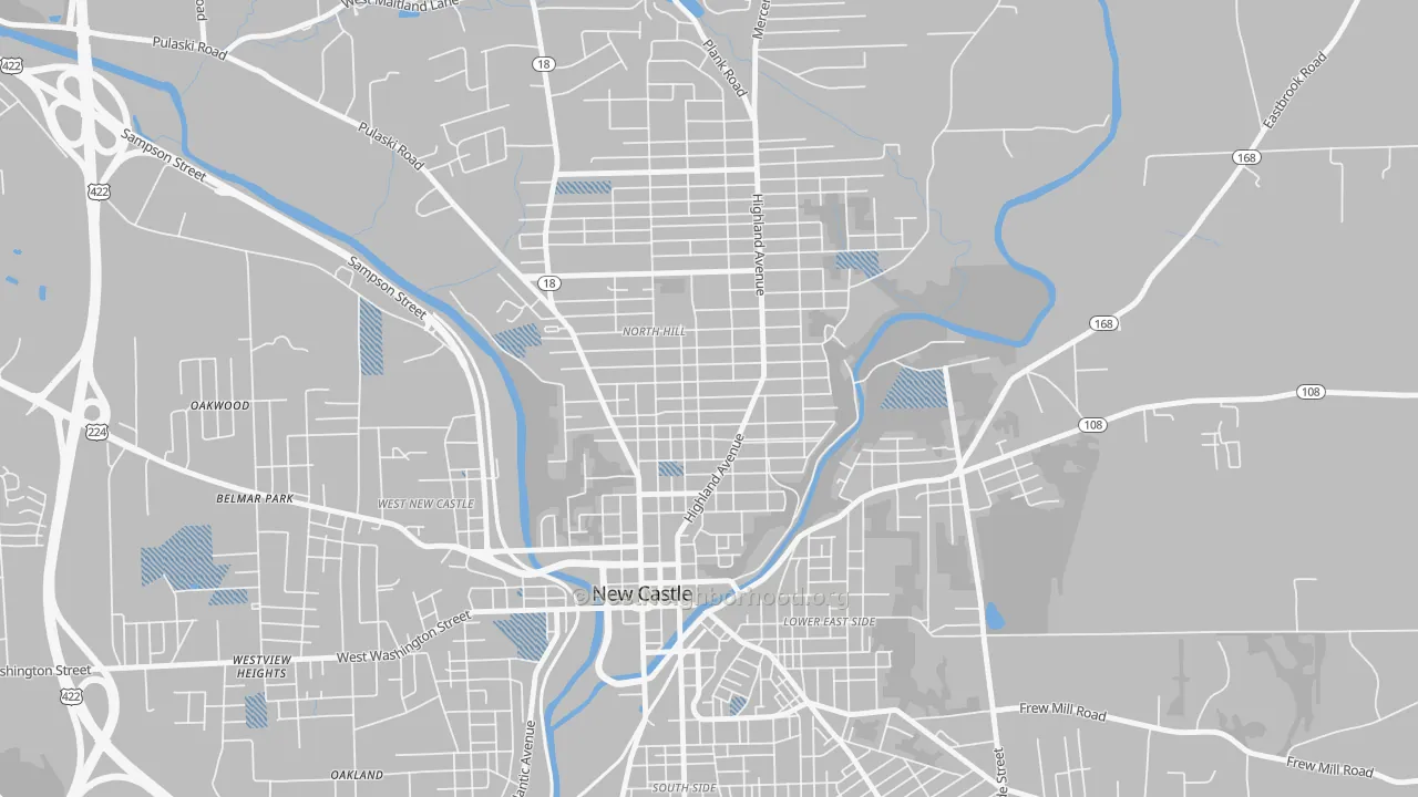 Transit Grade map of North Hill Historic District, New Castle, PA