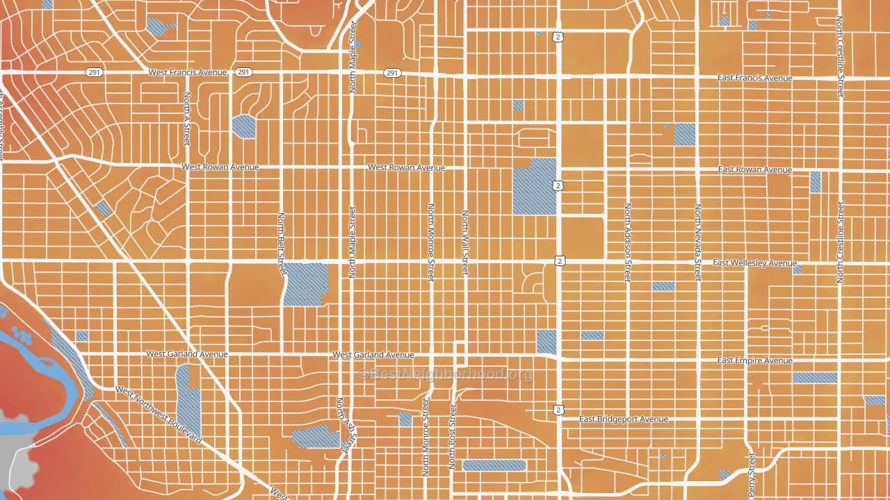 Transit Grade map of North Hill, Spokane, WA