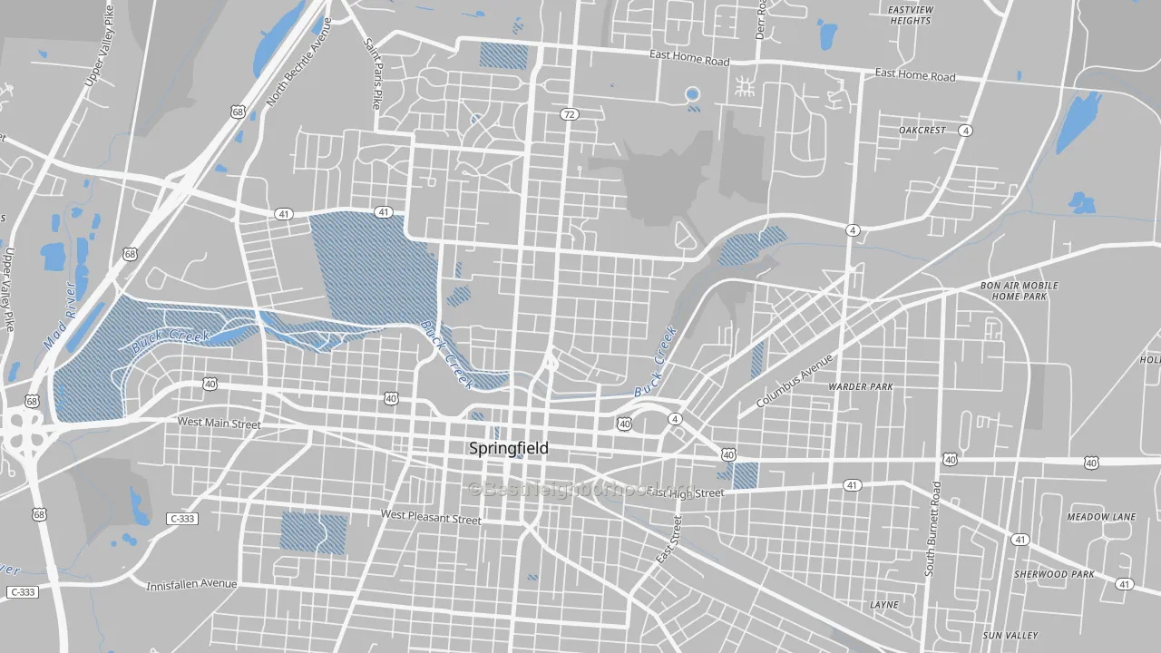 Transit Grade map of North Hill, Springfield, OH