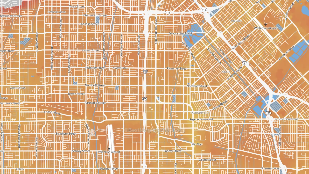Transit Grade map of North Hills, CA