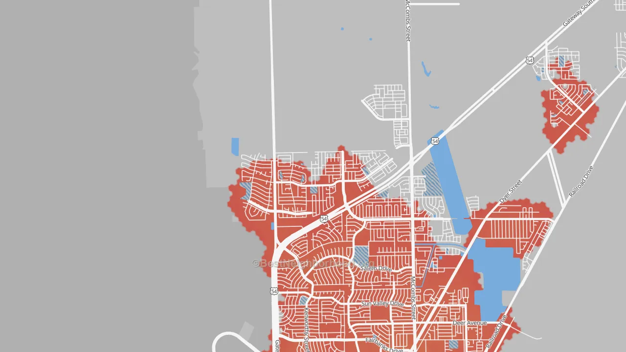Transit Grade map of North Hills, El Paso, TX