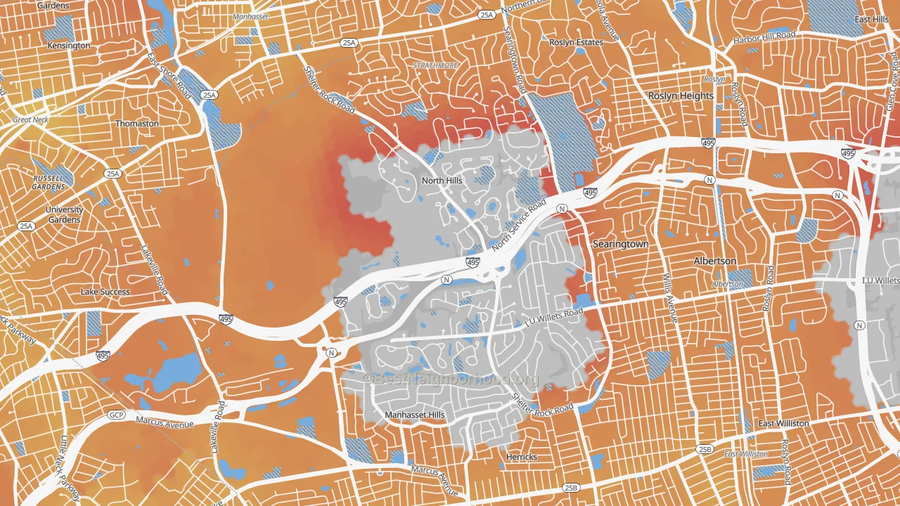 Transit Grade map of North Hills, NY