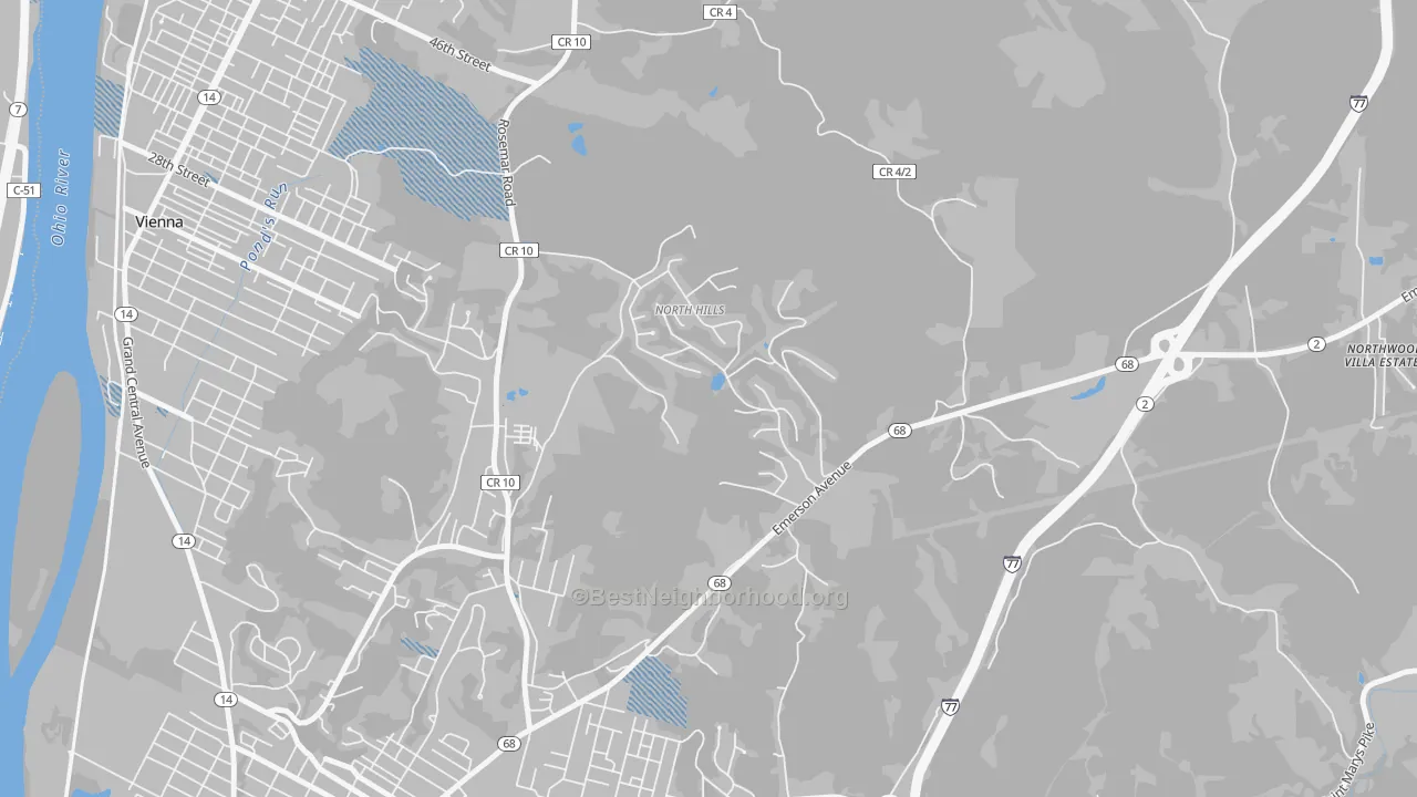 Transit Grade map of North Hills, WV