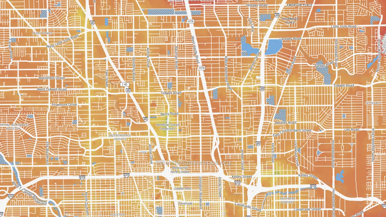 Transit Grade map of North, Houston, TX