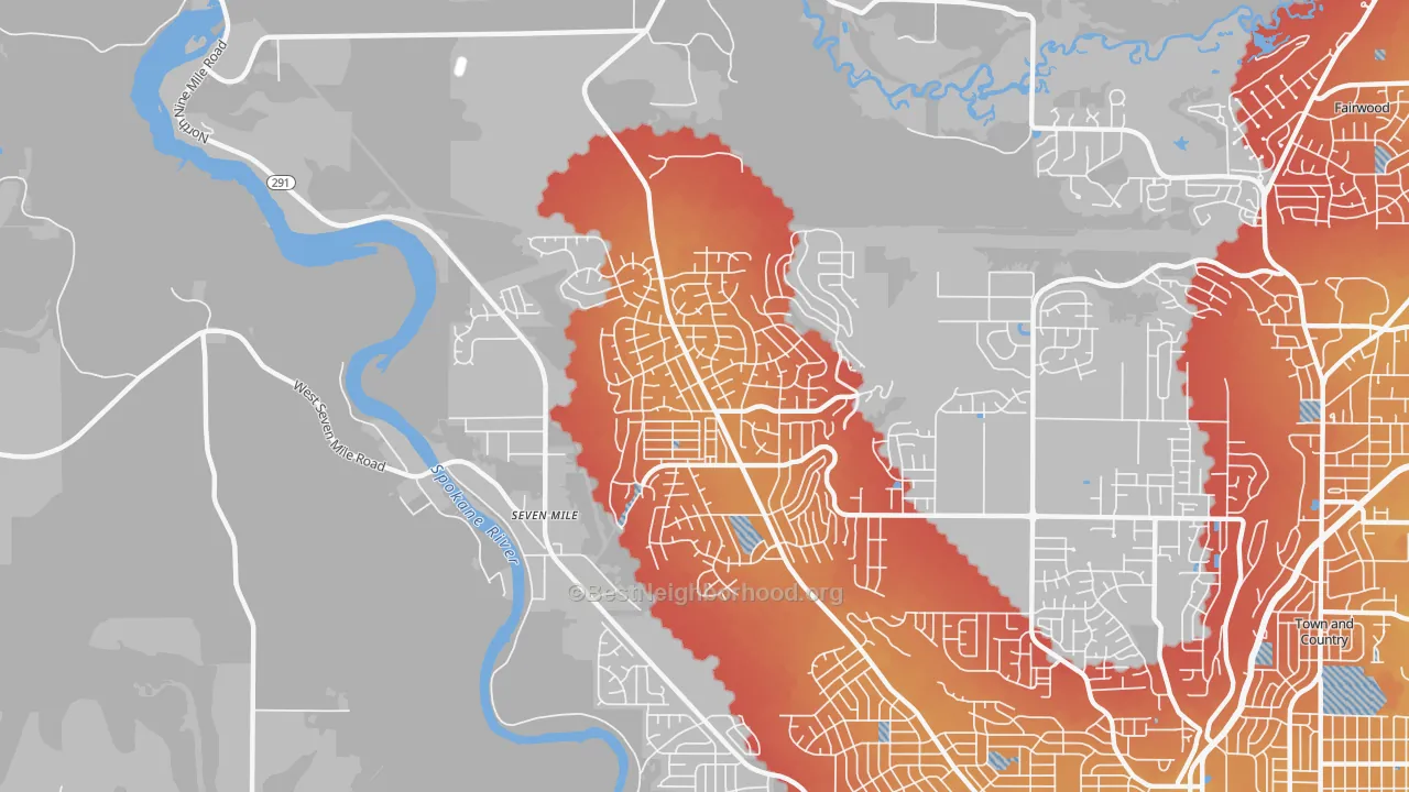 Transit Grade map of North Indian Trail, Spokane, WA