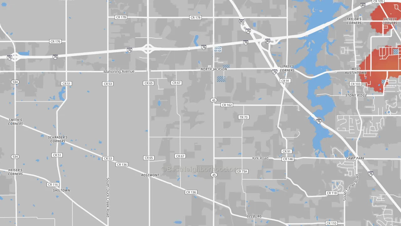 Transit Grade map of North Jackson, OH