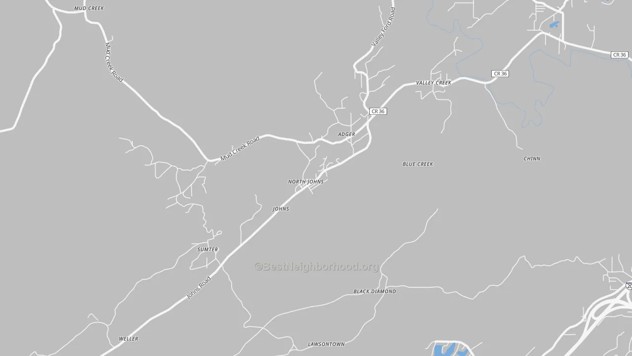 Transit Grade map of North Johns, AL
