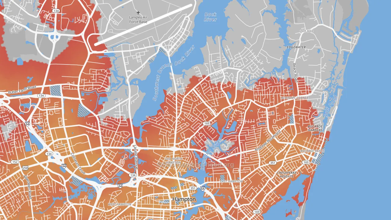 Transit Grade map of North King St, Hampton, VA