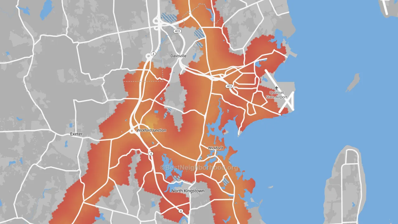 Transit Grade map of North Kingstown, RI
