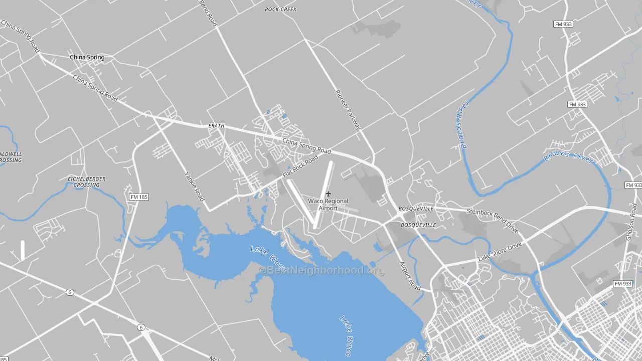 Transit Grade map of North Lake Waco, Waco, TX