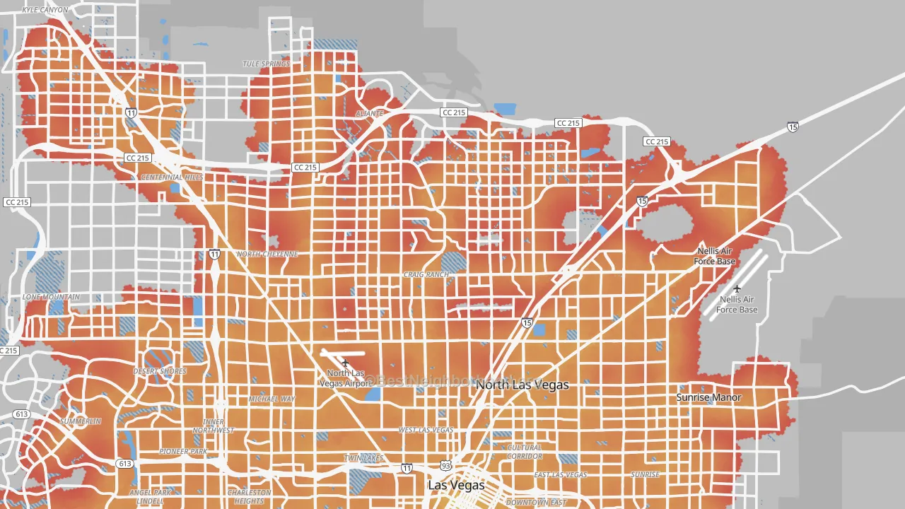 Transit Grade map of North Las Vegas, NV
