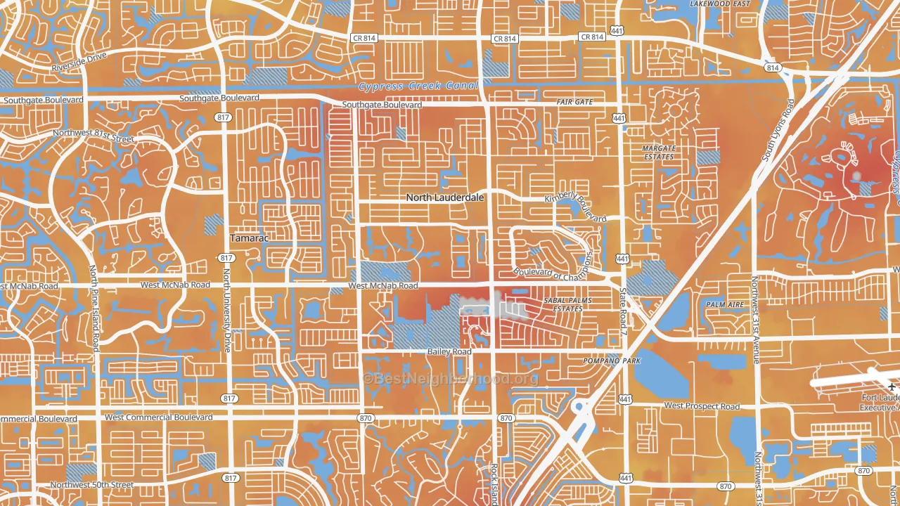 Transit Grade map of North Lauderdale Estates, North Lauderdale, FL