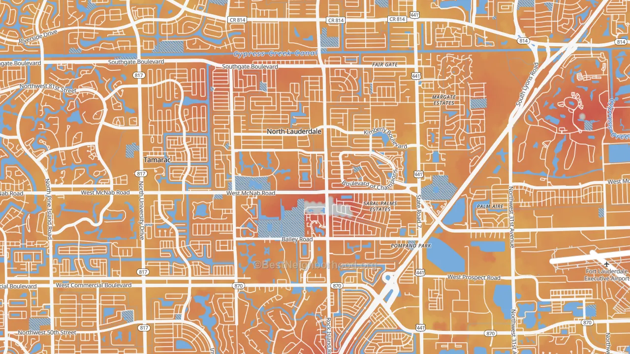Transit Grade map of North Lauderdale, FL