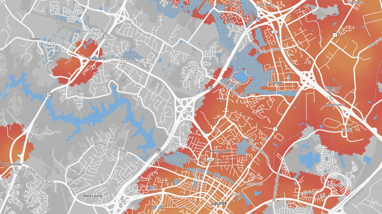 Transit Grade map of North Laurel, Scaggsville, MD