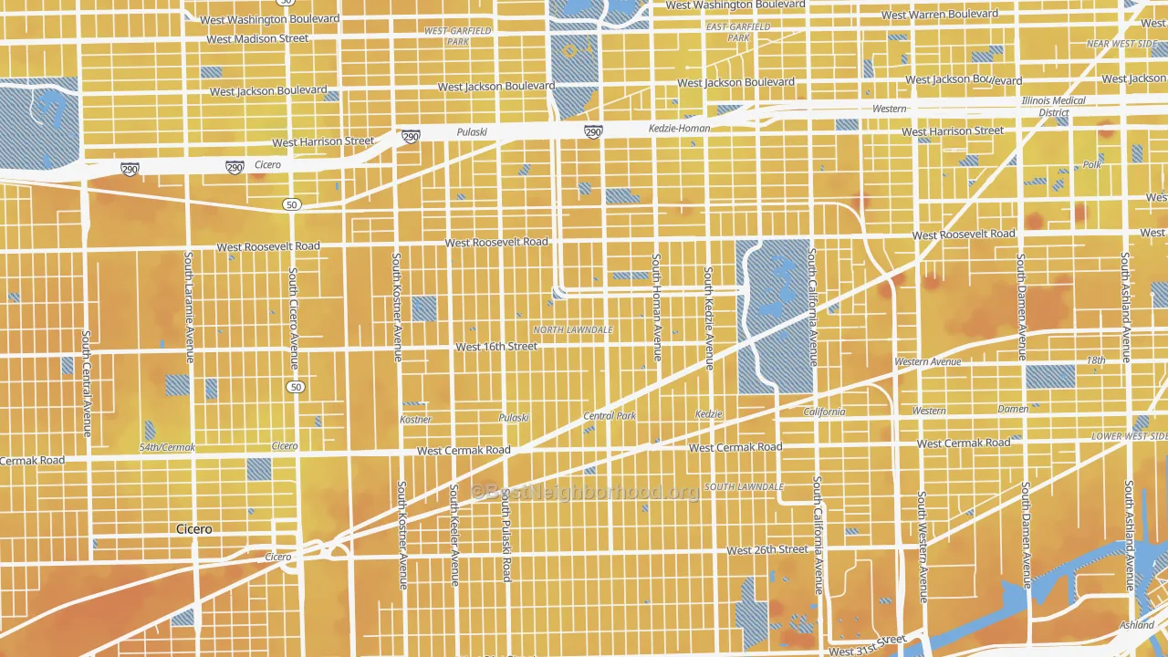 Transit Grade map of North Lawndale, Chicago, IL