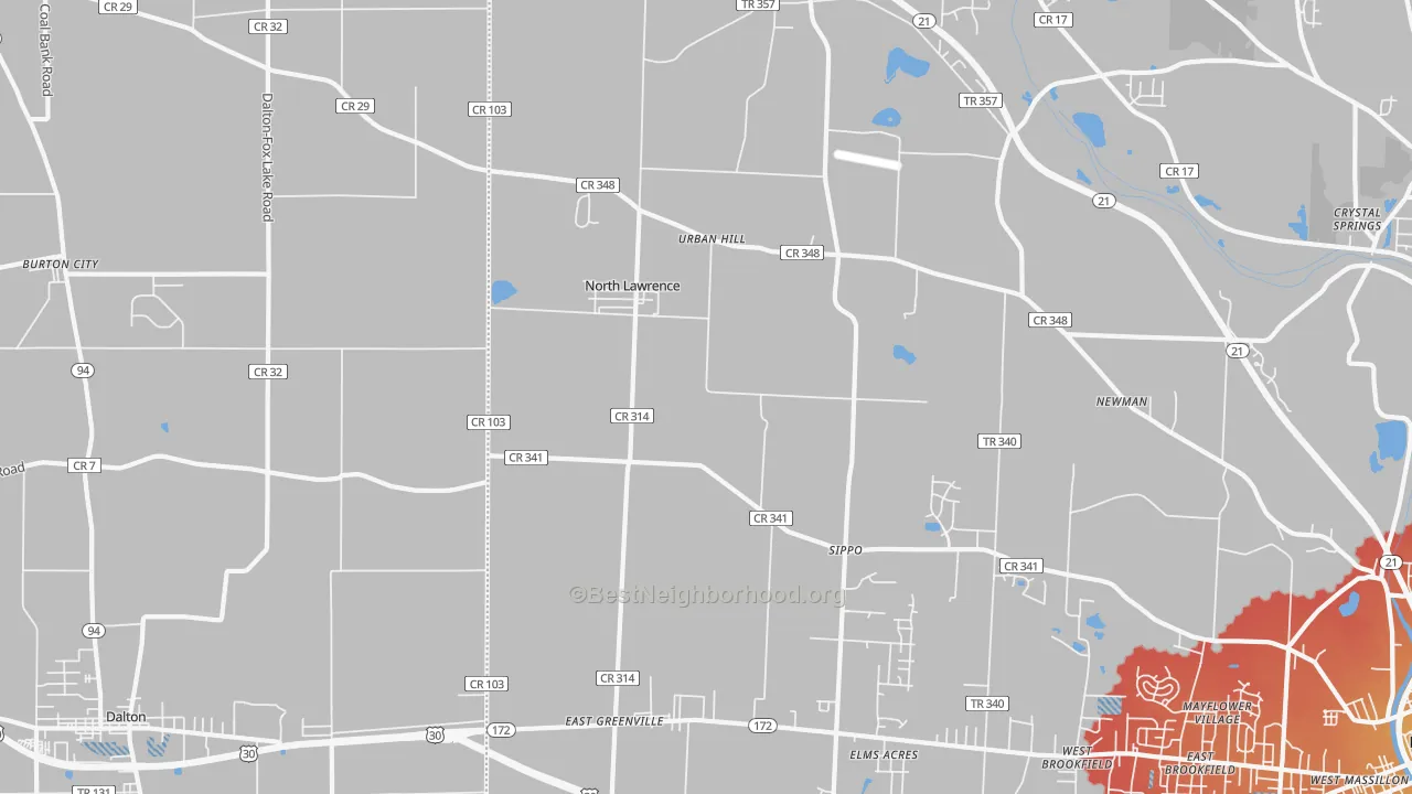 Transit Grade map of North Lawrence, OH
