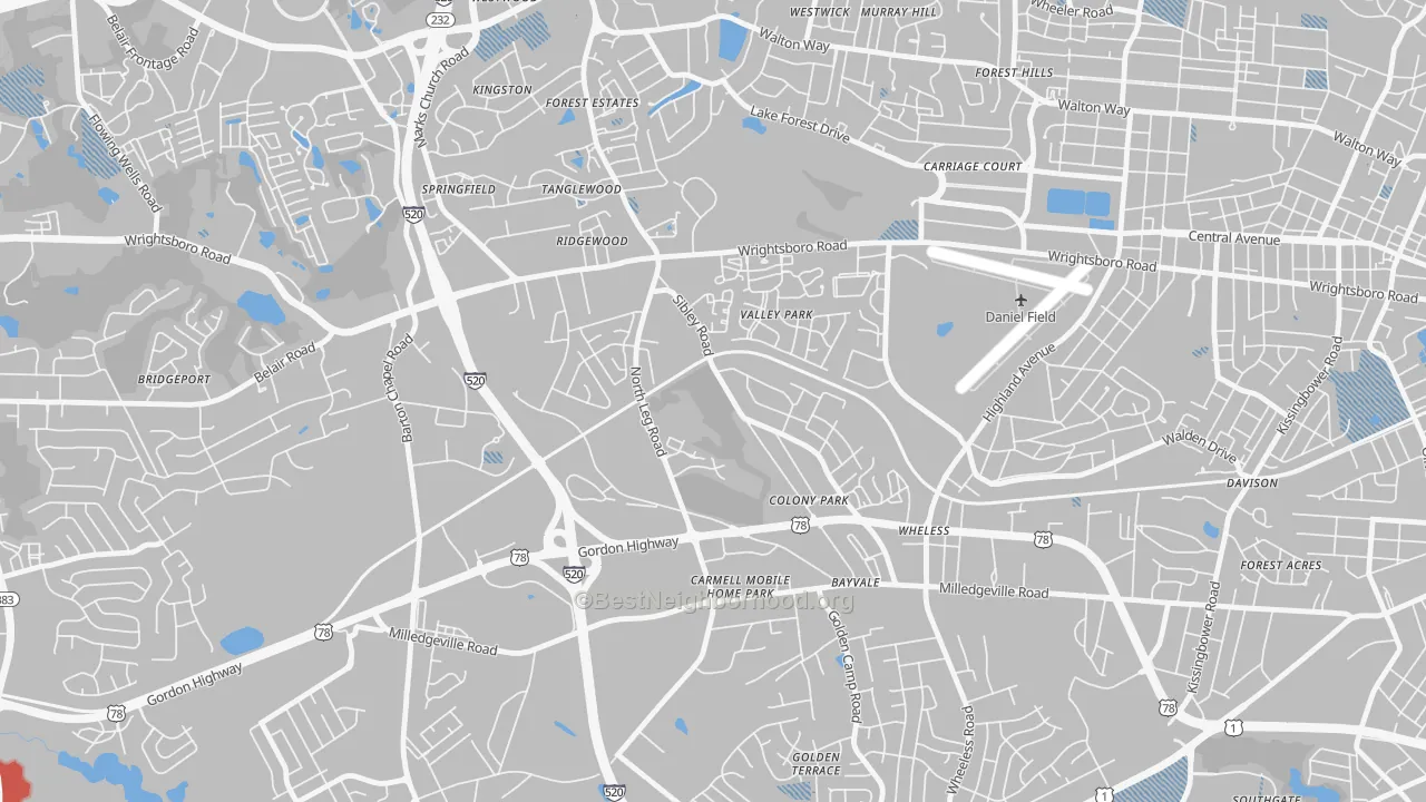 Transit Grade map of North Leg, Augusta, GA